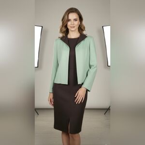 Made In Ukraine Vintage Elegant Mint Green and Brown Women's 2 PC Set